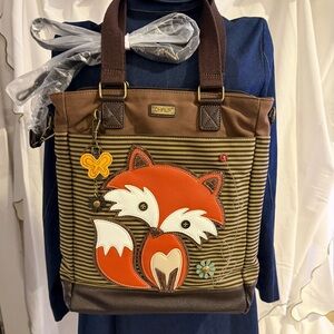 Chala Brown and Red Fox Tote